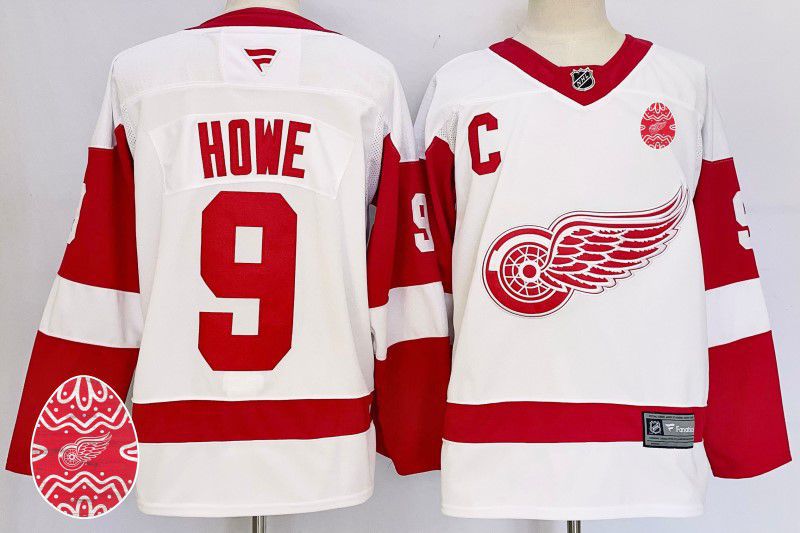 Men Detroit Red Wings #9 Howe White Fanatics 2025 NHL Jersey style 1->detroit red wings->NHL Jersey